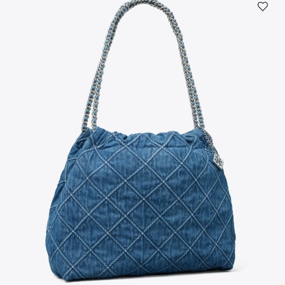 Tory Burch FLEMING SOFT DENIM HOBO BAG